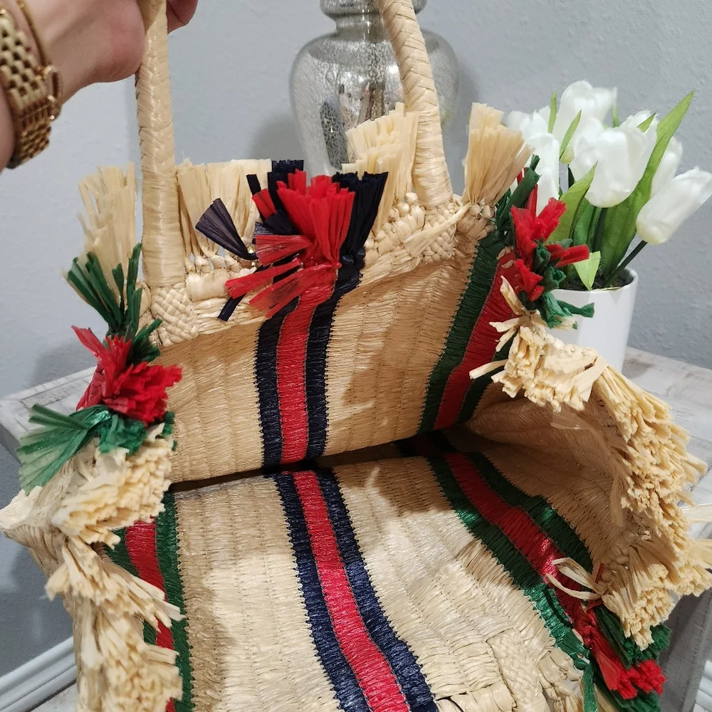 Gucci Natural Woven Straw Cestino tote - Picture 5 of 10